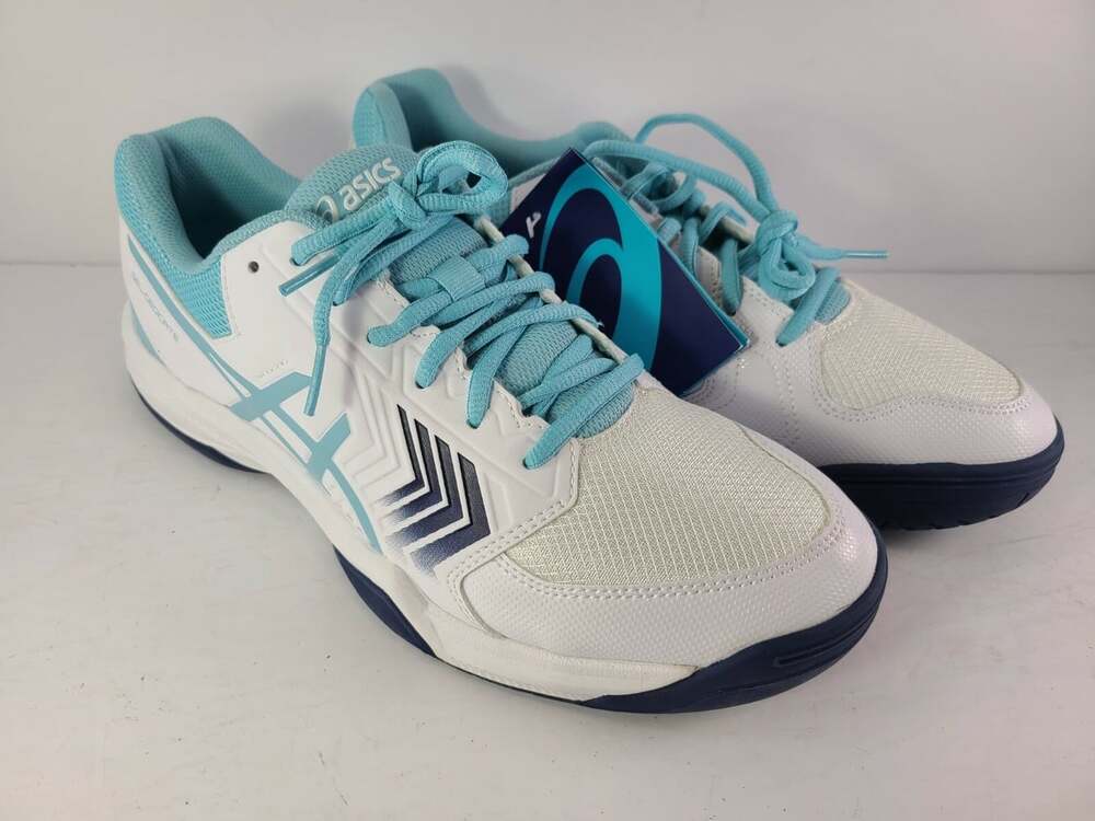 Asics Gel-Dedicate 5 White Teal Womens Tennis Shoes E757Y SZ 12
